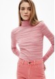өндөр давхар захтай сүлжмэл даавуугаар хийсэн эмэгтэй хөнгөн жемпер цамц тоосон ягаан өнгөтэй 