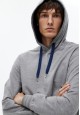 Mens French terry hoodie light grey melange