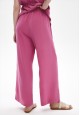 Pantalon larg din viscoză culoare roz