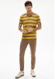 ShortSleeve Polo for Men Striped Dark Beige