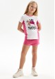 Tricou color block cu imprimeu pentru fete culoare roz