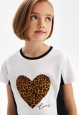 Tricou color block cu imprimeu pentru fete culoare neagră