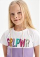 Tricou cu imprimeu pentru fete culoare lavandă