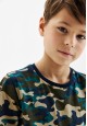 ShortSleeve Shirt for Boy Military Print Khaki