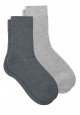 Set of Womens Ribbed Socks Light Gray Melange and Dark Gray Melange