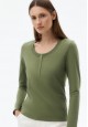 Womens Long Sleeve with Placket eucalyptus