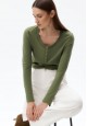 Womens Long Sleeve with Placket eucalyptus