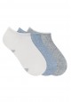 Set of Short Socks with Heart Print whitegray melangeblue melange