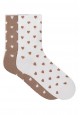Set of Socks with Heart Print whitemocha