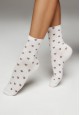 Set of Socks with Heart Print whitemocha