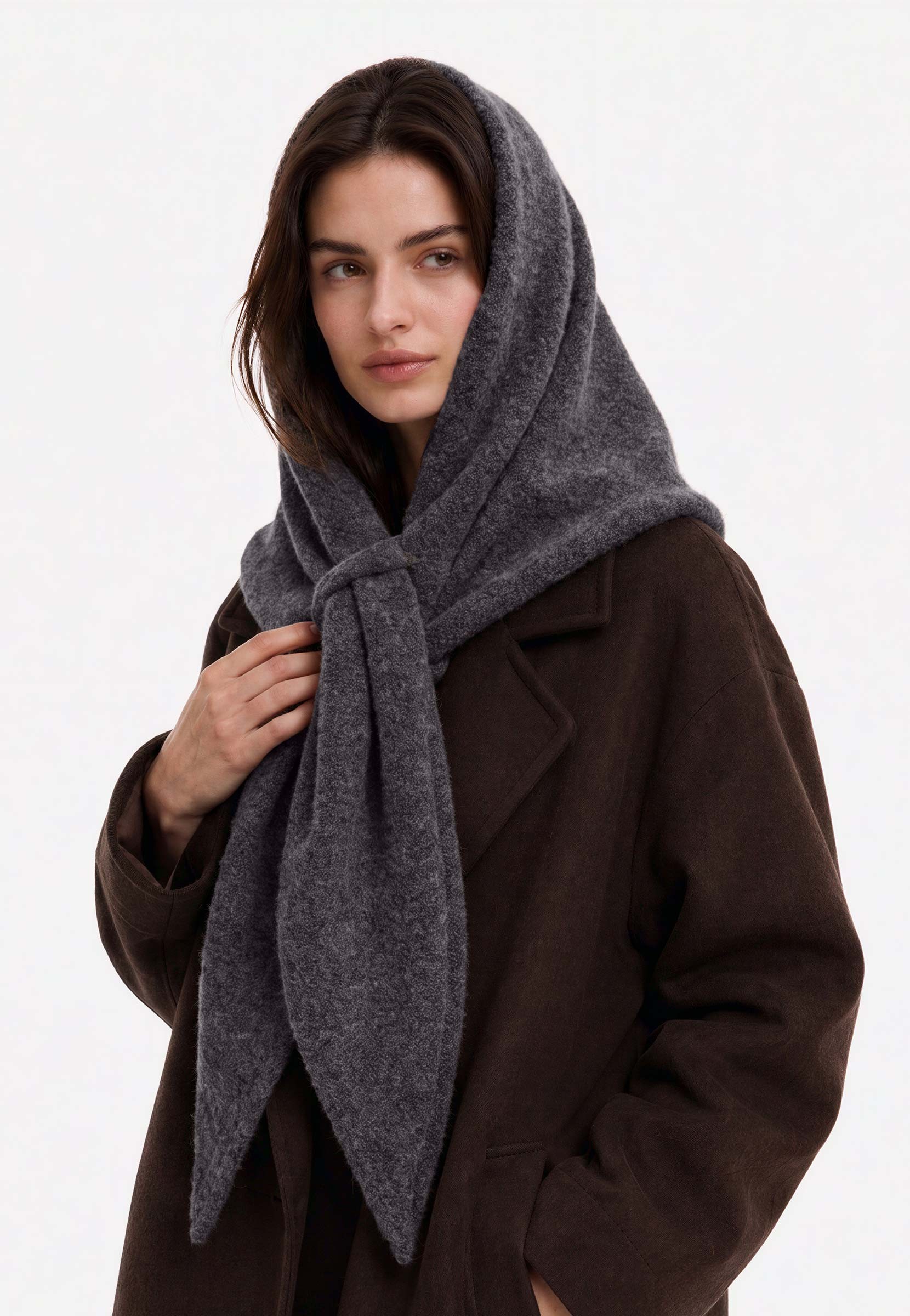 SCF103 Women's triangular scarf, chocolate melange 60265 buy at