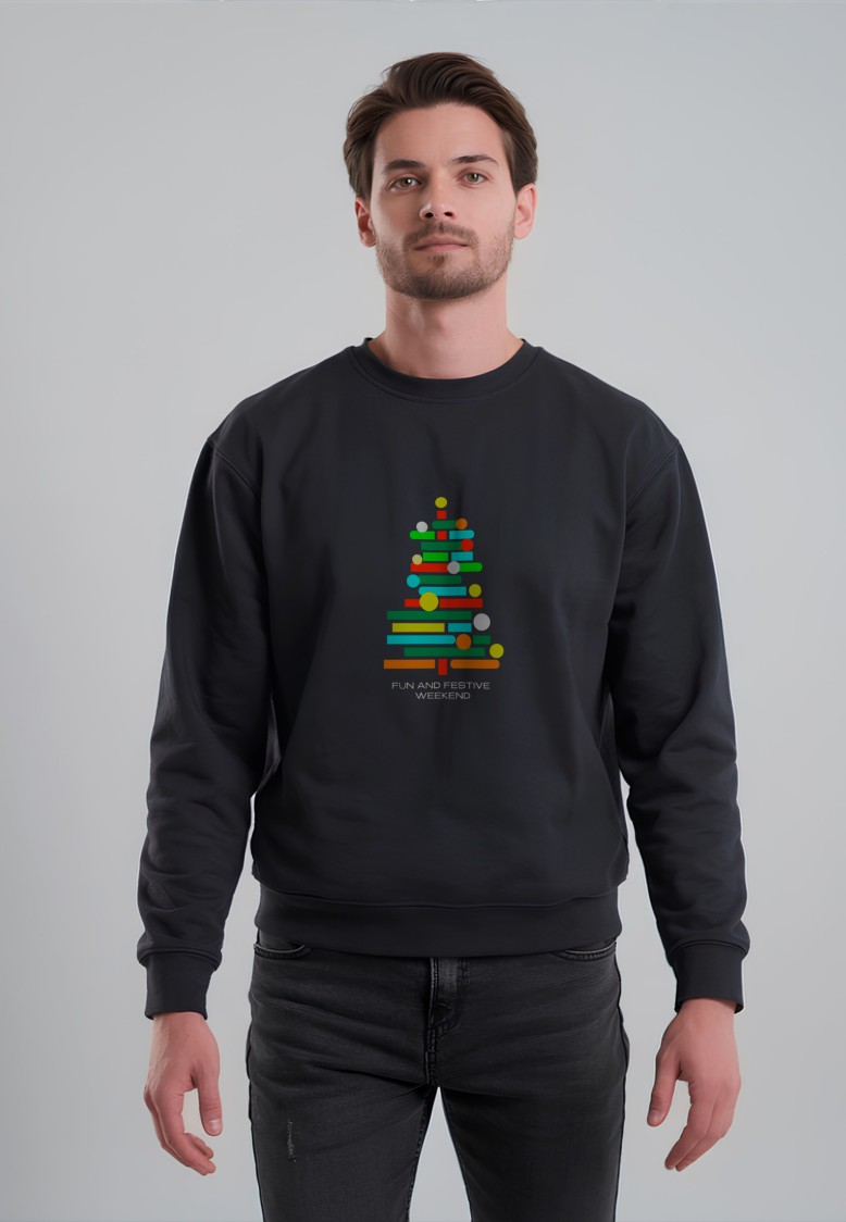 FB-SS-M-01-BL0043 Мужской свитшот с принтом Festive, цвет черный, размер S